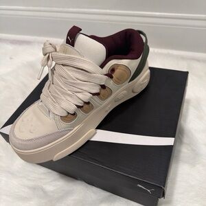 Puma Beige, Burgundy & Olive Low-Top Sneaker